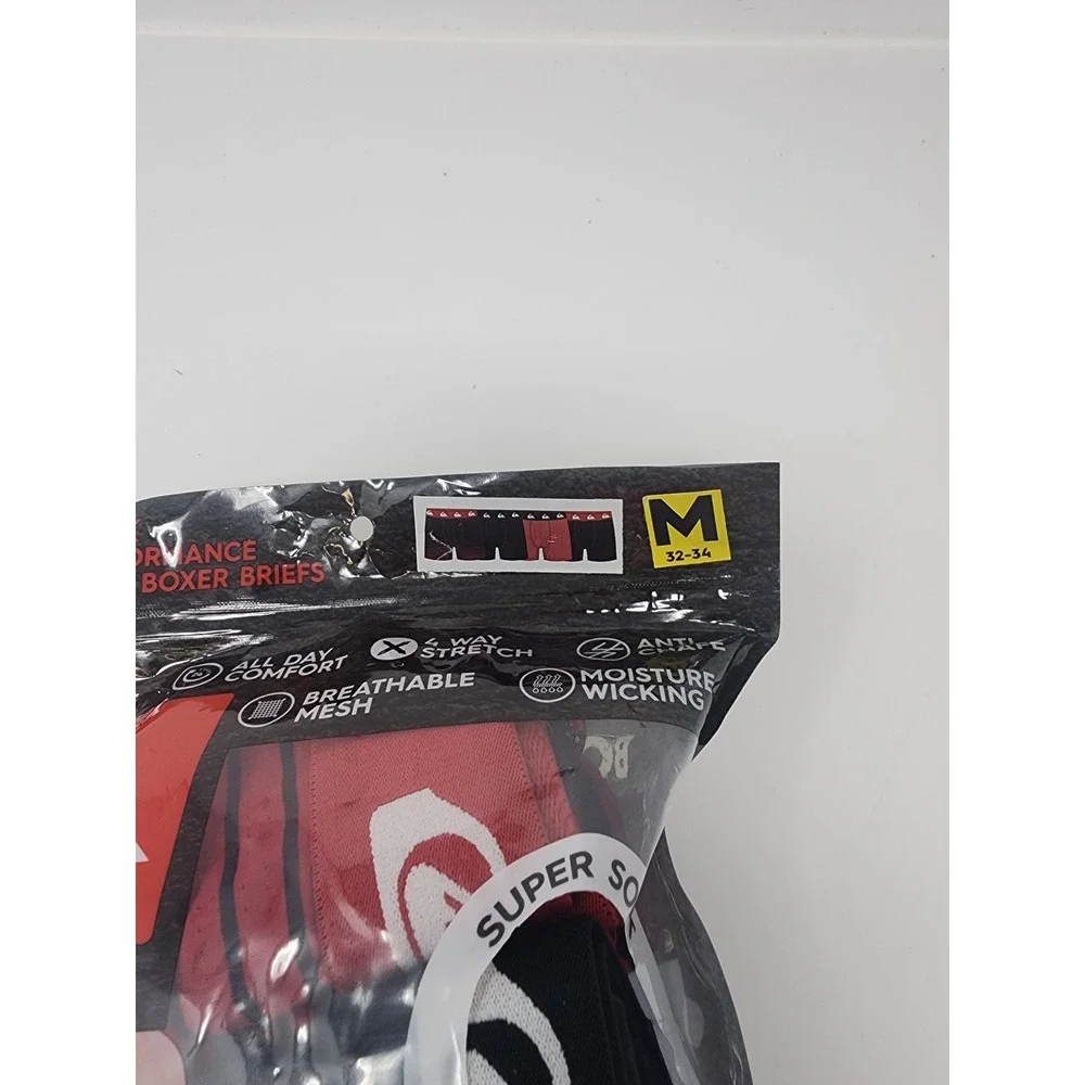 Quiksilver Mens Performance Mesh Boxer Briefs Black Red Nylon Blend Size Medium